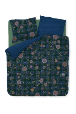 Bettbezugsset Flores Felices Dunkelblau