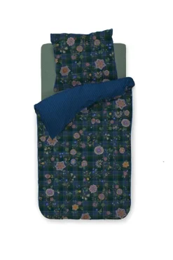 Bettbezugsset Flores Felices Dunkelblau