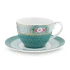 Blushing Birds Cappuccino Tasse & Untertasse blau