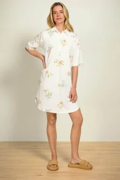 Dewi Nachthemd Kurze Ärmeln Blossom Chique Weiss