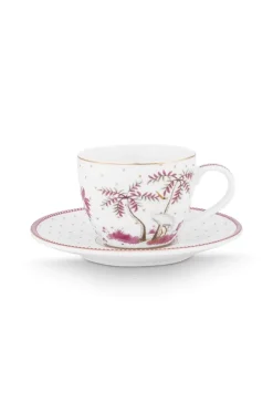 Espresso Tasse & Untertasse Jolie Punkte Gold Rosa