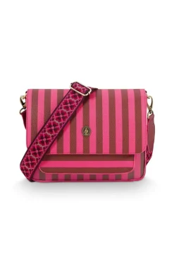 Fenna Schultertasche Mittel Streifen Rosa