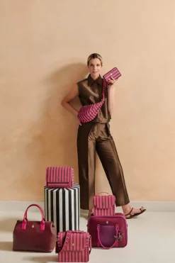 Fenna Schultertasche Mittel Streifen Rosa