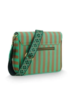 Fenna Schultertasche Mittel Streifen Grün