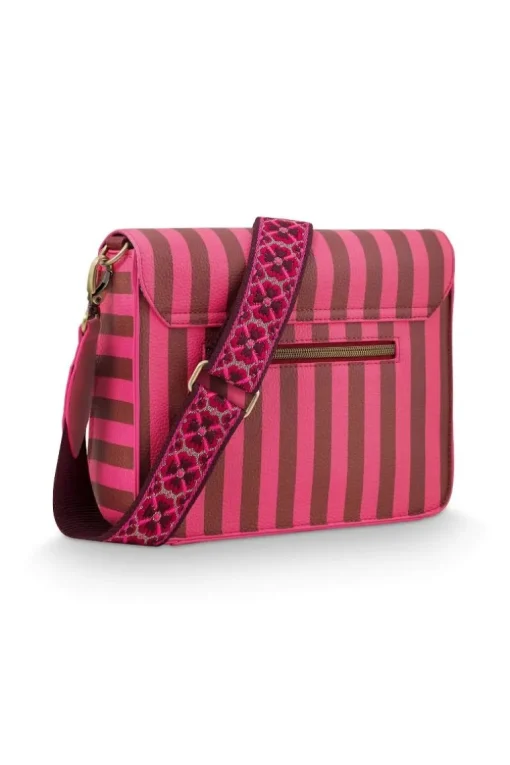 Fenna Schultertasche Mittel Streifen Rosa