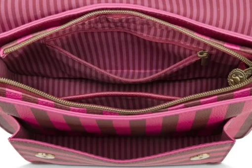 Fenna Schultertasche Mittel Streifen Rosa