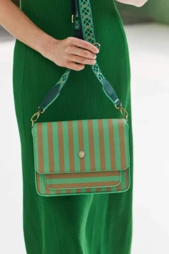 Fenna Schultertasche Mittel Streifen Grün