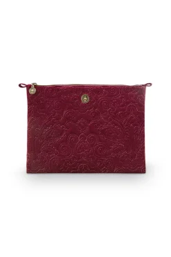 Flaches Necessaire Gross Samt Quiltey Days Rot