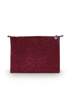 Flaches Necessaire Gross Samt Quiltey Days Rot