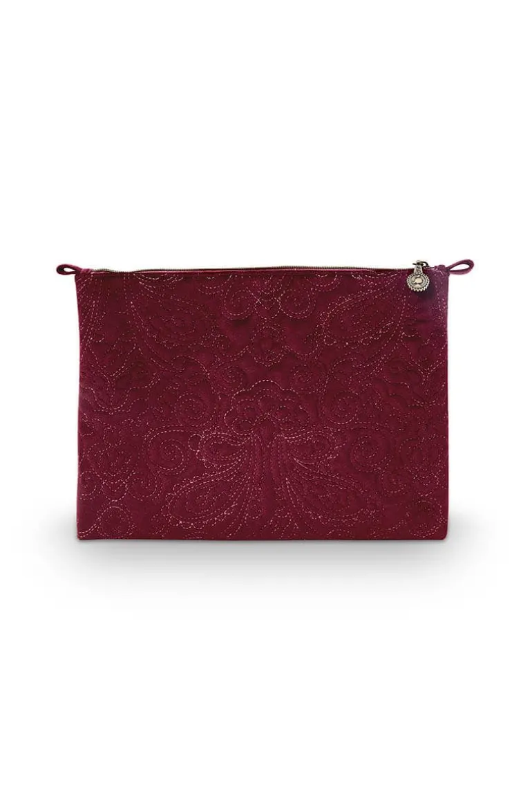 Flaches Necessaire Gross Samt Quiltey Days Rot