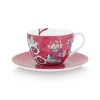 Flower Festival Cappuccino Tasse & Undertasse Dunkelrosa