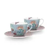 Flower Festival Set/2 Cappuccino Tasse & Undertasse Hellblau