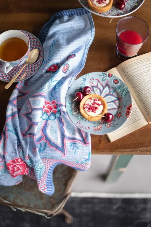 Flower Festival Set/2 Cappuccino Tasse & Undertasse Hellblau