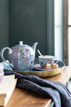 Flower Festival Set/2 Cappuccino Tasse & Undertasse Hellblau