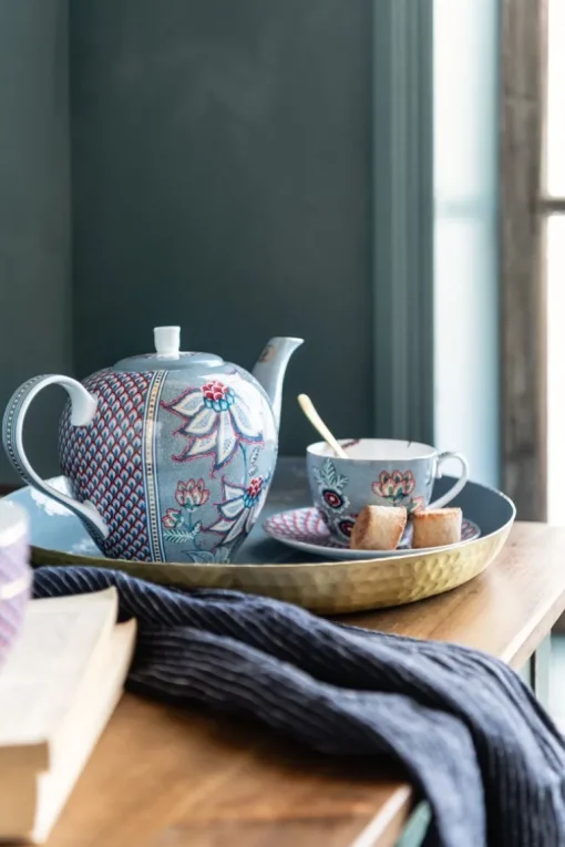 Flower Festival Set/2 Cappuccino Tasse & Undertasse Hellblau