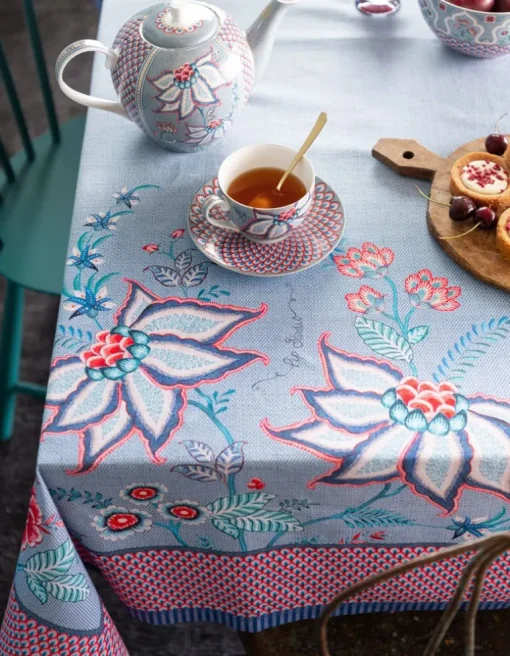 Flower Festival Set/2 Cappuccino Tasse & Undertasse Hellblau