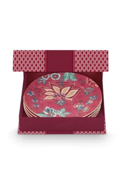 Flower Festival Set/4 Gebäckteller Dunkelrosa 17cm