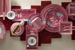 Flower Festival Set/4 Gebäckteller Dunkelrosa 17cm