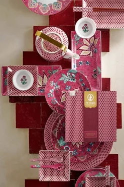 Flower Festival Set/4 Gebäckteller Dunkelrosa 17cm