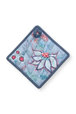 Flower Festival Topflappen Quadratisch Blau