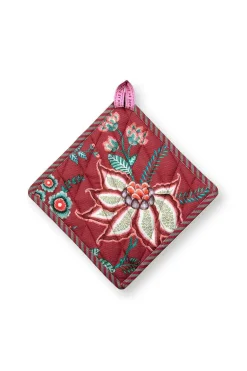 Flower Festival Topflappen Quadratisch Dunkelrosa