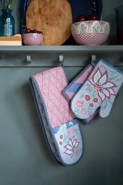 Flower Festival Topflappen Quadratisch Blau