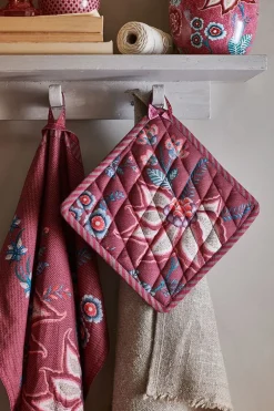 Flower Festival Topflappen Quadratisch Dunkelrosa