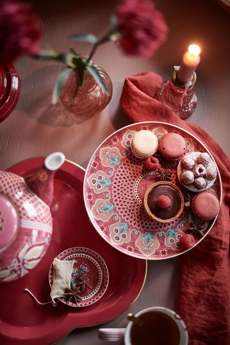 Flower Festival Tortenteller Klein Herz Dunkelrosa