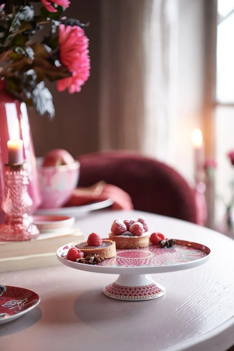 Flower Festival Tortenteller Klein Herz Dunkelrosa