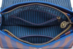 Frances Schultertasche Klein Streifen Blau
