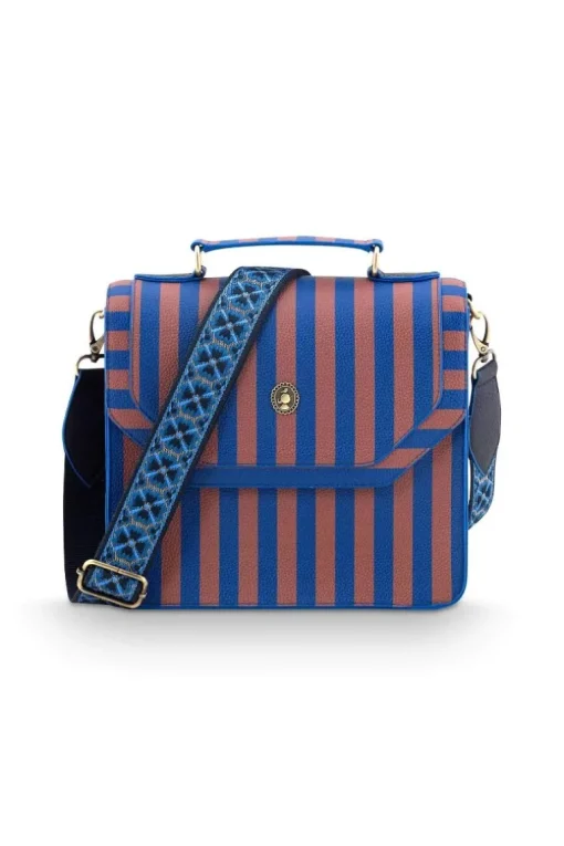Frances Schultertasche Mittel Streifen Blau