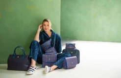 Frances Schultertasche Mittel Streifen Blau