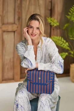 Frances Schultertasche Mittel Streifen Blau