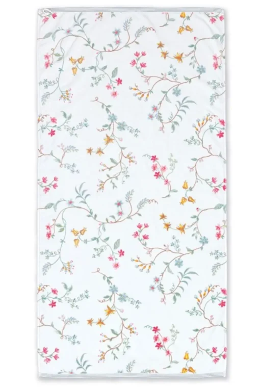 Große Handtuch Les Fleurs Weiß 70x140 cm
