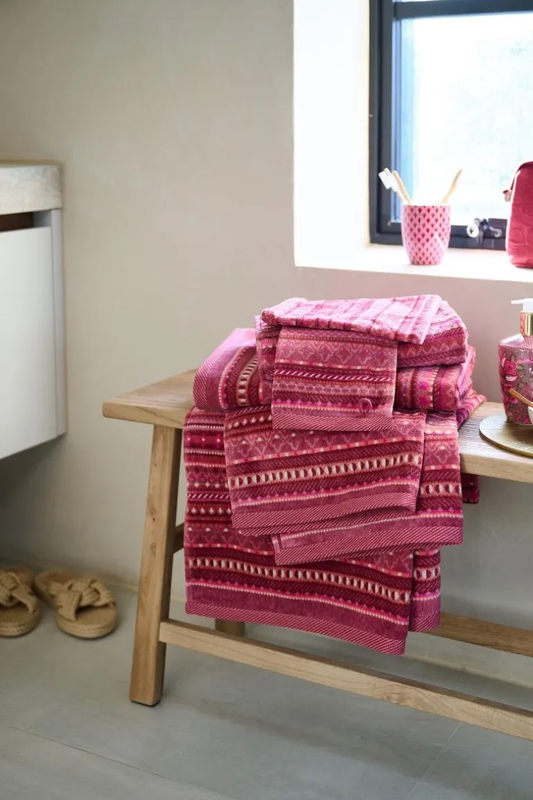 Gästehandtuch Set/3 Geometric Print Dunkelrosa 30x50cm