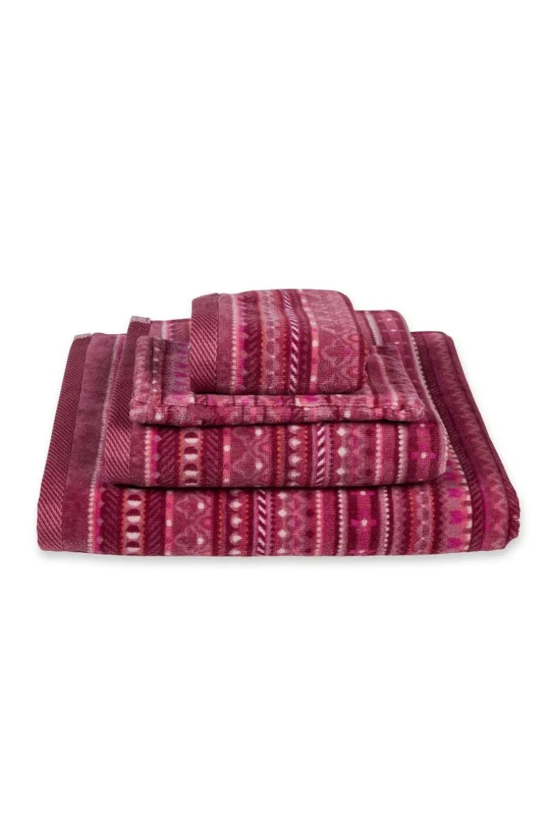 Gästehandtuch Set/3 Geometric Print Dunkelrosa 30x50cm