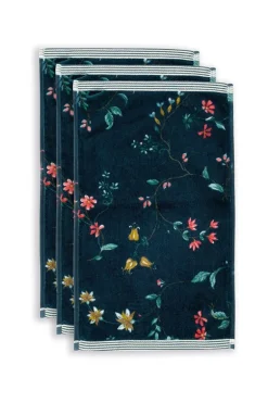 Gästehandtuch Set/3 Les Fleurs Dunkelblau 30x50 cm