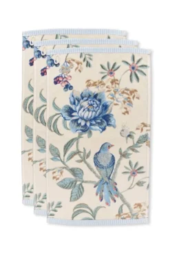 Gästehandtuch Set/3 Secret Garden Weiß/Blau 30x50cm