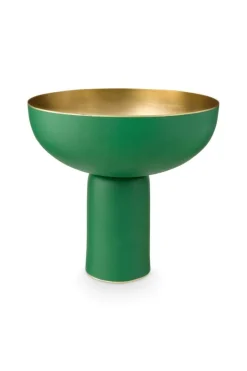 Hohe Schale Metall Matt Grün 23cm
