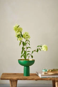 Hohe Schale Metall Matt Grün 23cm