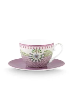 Lily & Lotus Cappuccino Tasse & Untertasse Lila