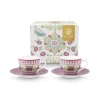 Lily & Lotus Set/2 Espresso Tasse & Untertasse Lila