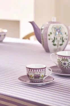 Lily & Lotus Set/2 Espresso Tasse & Untertasse Lila