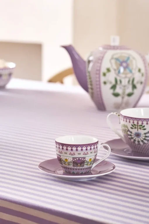 Lily & Lotus Set/2 Espresso Tasse & Untertasse Lila