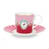 Love Birds Cappuccino Tasse & Untertasse Rot/Rosa