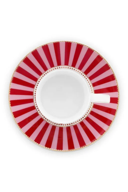 Love Birds Cappuccino Tasse & Untertasse Rot/Rosa