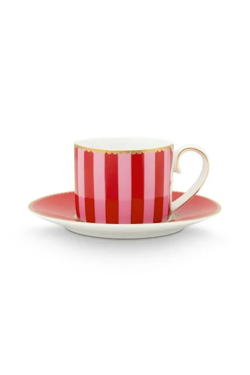 Love Birds Espresso Cup & Saucer Red/Pink