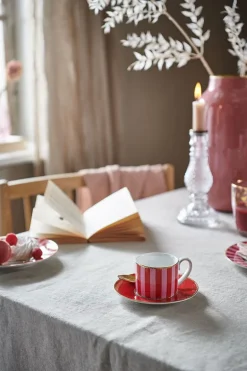 Love Birds Espresso Cup & Saucer Red/Pink