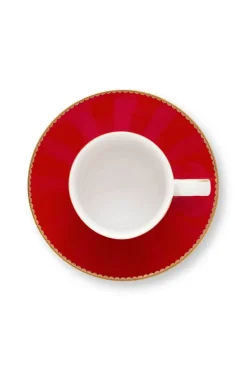 Love Birds Espresso Cup & Saucer Red/Pink