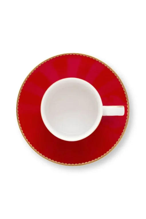 Love Birds Espresso Cup & Saucer Red/Pink